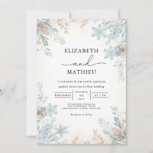 Invitación Boda botánico de escarcha de invierno