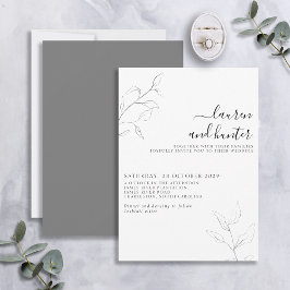 Invitación Boda botánico de escritura blanca gris moderna