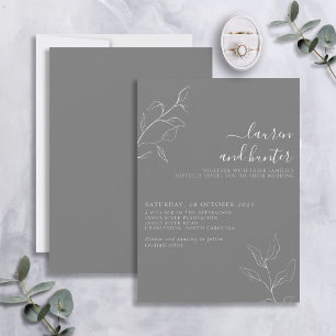 Invitación Boda botánico de escritura blanca gris moderna