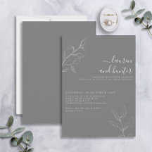 Boda botánico de escritura blanca gris moderna