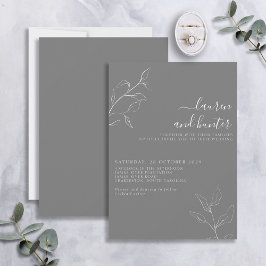Invitación Boda botánico de escritura blanca gris moderna