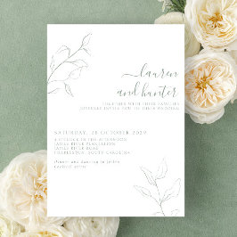 Invitación Boda botánico de escritura verde sage moderna