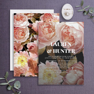 Invitación Boda Botánico De Flor Rosa Oscuro Moody Rubor Inv