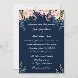Invitación Boda botánico de flor rosada elegante moderna