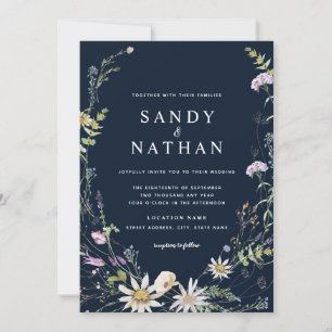 Invitación Boda botánico de flor silvestre caprichosa de la m