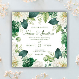 Invitación Boda Botánico de Floral Verde Esmeralda