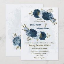 boda botánico de flores azul marino azul claro