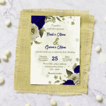 Boda botánico de flores beige azules reales