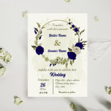 Boda botánico de flores beige azules reales