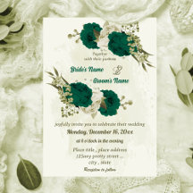 boda botánico de flores beige verde esmeralda