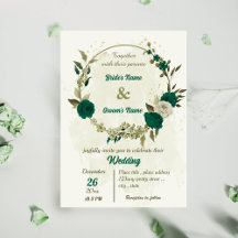 boda botánico de flores beige verde esmeralda