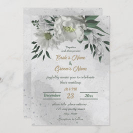 Invitación boda botánico de flores blancas románticas