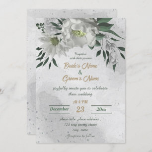 Invitación boda botánico de flores blancas románticas