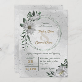 Invitación boda botánico de flores blancas románticas