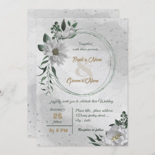 Invitación boda botánico de flores blancas románticas