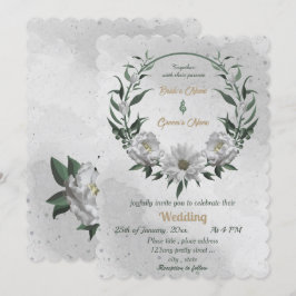 Invitación boda botánico de flores blancas románticas