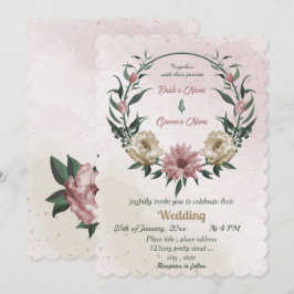 Invitación boda botánico de flores de champán rosa