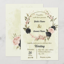 boda botánico de flores rosadas negras