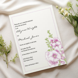 Invitación Boda botánico de flores rosadas verdes de menta bl
