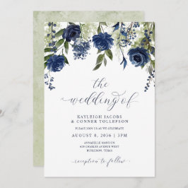 Invitación Boda botánico de flores silvestres azul de la mari