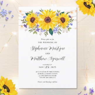 Invitación Boda Botánico de Flores Silvestres Púrpura de Gira