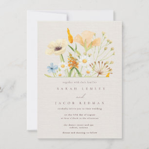 Invitación Boda Botánico de Flores Silvestres Simple
