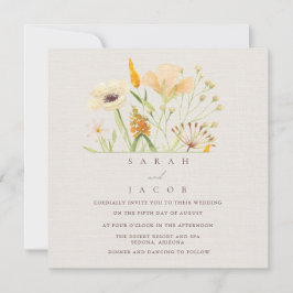 Invitación Boda Botánico de Flores Silvestres Simple