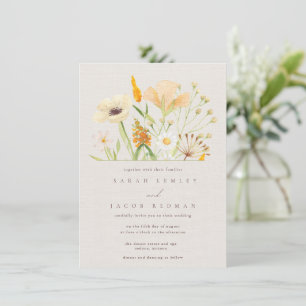 Invitación Boda Botánico de Flores Silvestres Simple