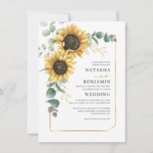 Invitación Boda botánico de girasol geométrico