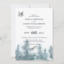 Invitación Boda botánico de la lechuza de Woodland Watercolor