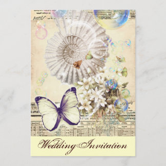 Invitación boda botánico de la mariposa romántica de los