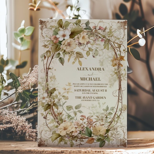 Invitación Boda botánico de la palma del ventilador seco (Subido por el creador)