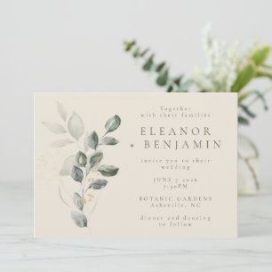 Invitación Boda botánico de la vegetación de oro rústico mini