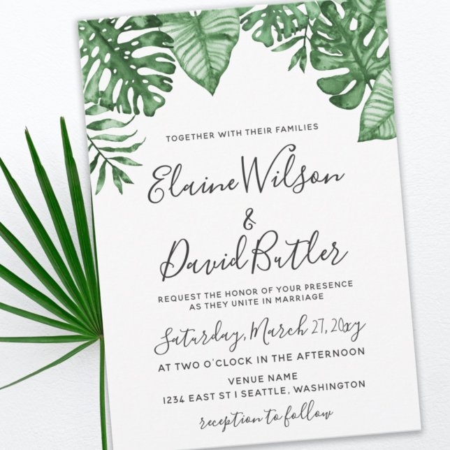 Invitación Boda botánico de la vegetación tropical rústica (Subido por el creador)