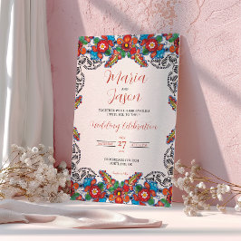 Invitación Boda botánico de las flores coloridas de la Fiesta