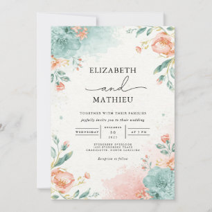 Invitación Boda botánico de lavado de sangre suave
