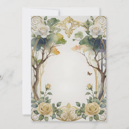 Invitación boda botánico de marco floral de fantasía