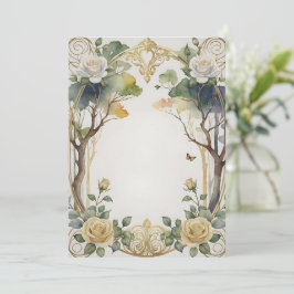 Invitación boda botánico de marco floral de fantasía