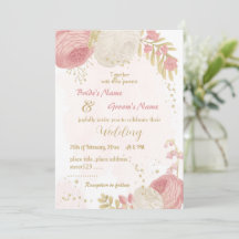 boda botánico de oro de flores rosas y blancas