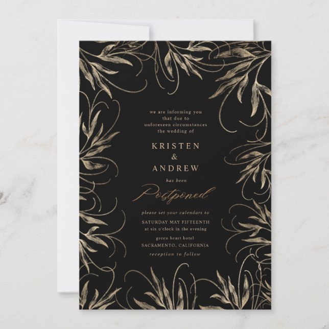 Invitación boda botánico de oro moderno y elegante (Anverso)