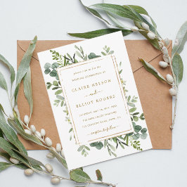 Invitación Boda Botánico de Oro Verde