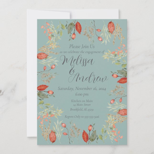 Invitación Boda Botánico de Otoño (Anverso)