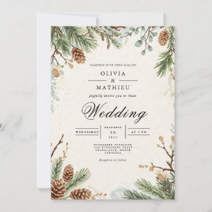Invitación Boda botánico de Pinecona escarcha