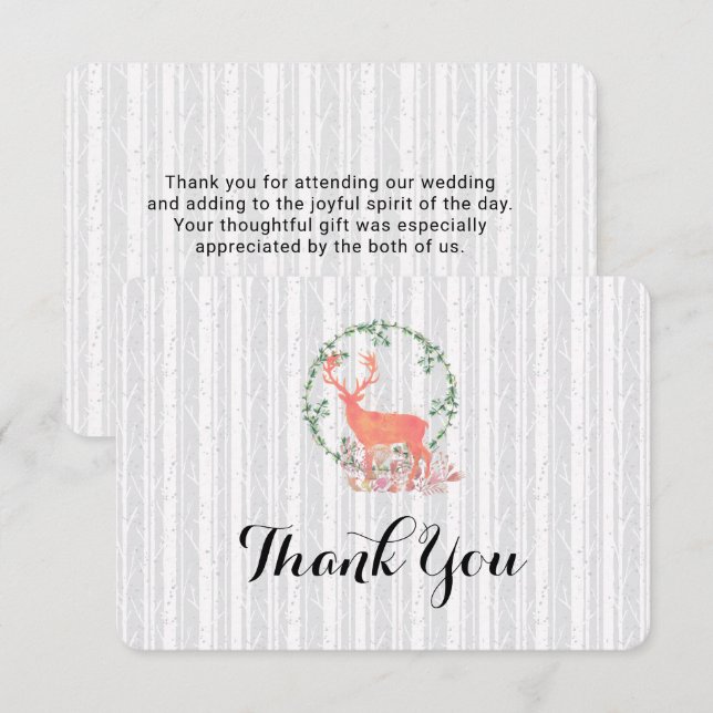 Invitación Boda botánico de renos rusos gracias (Anverso / Reverso)
