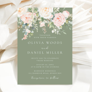 Invitación Boda botánico de Rubor Flowers & Sage Green