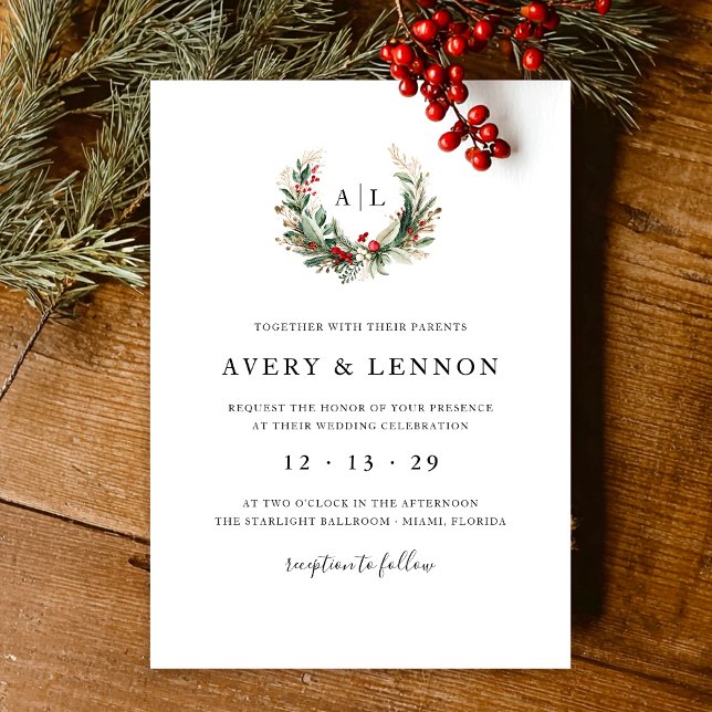 Invitación Boda botánico de vacaciones de navidades (Subido por el creador)