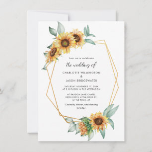 Invitación Boda botánico de vegetación floral de girasol