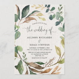 Invitación Boda botánico de vegetación rústica