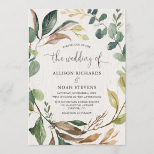 Invitación Boda botánico de vegetación rústica