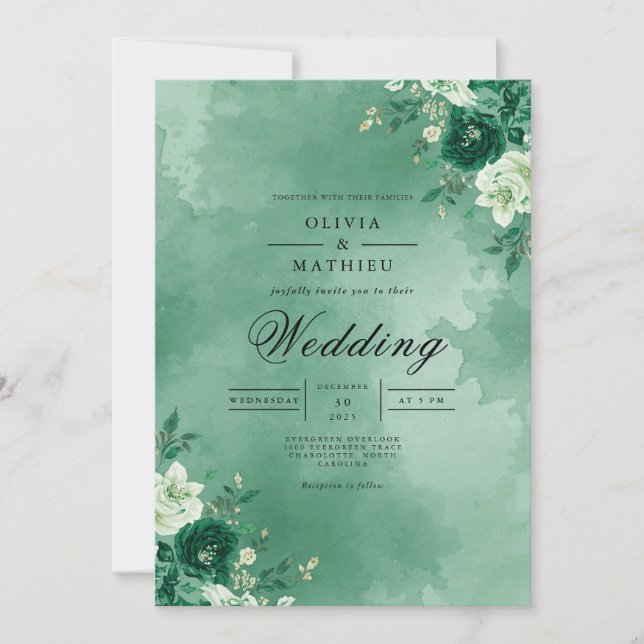 Invitación Boda Botánico de Verdant Bloom (Anverso)